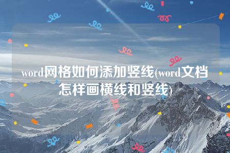 word网格如何添加竖线(word文档怎样画横线和竖线)