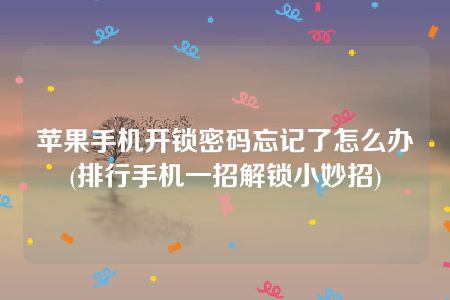 苹果手机开锁密码忘记了怎么办(排行手机一招解锁小妙招)