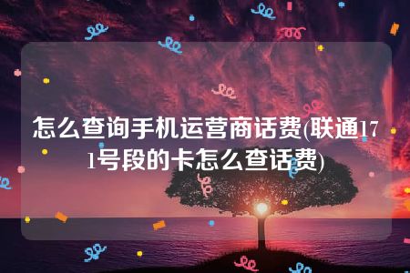 怎么查询手机运营商话费(联通171号段的卡怎么查话费)