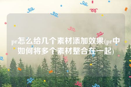 pr怎么给几个素材添加效果(pr中如何将多个素材整合在一起)