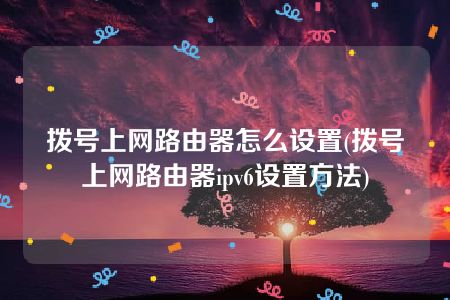 拨号上网路由器怎么设置(拨号上网路由器ipv6设置方法)