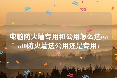 电脑防火墙专用和公用怎么选(win10防火墙选公用还是专用)