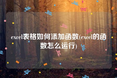 excel表格如何添加函数(excel的函数怎么运行)