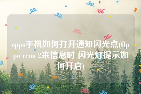 oppo手机如何打开通知闪光点(Oppo reno 2来信息时 闪光灯提示如何开启)