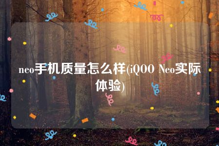 neo手机质量怎么样(iQOO Neo实际体验)