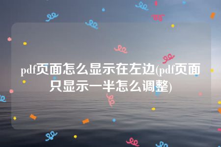 pdf页面怎么显示在左边(pdf页面只显示一半怎么调整)