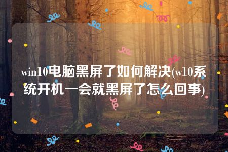 win10电脑黑屏了如何解决(w10系统开机一会就黑屏了怎么回事)