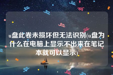 u盘此卷未损坏但无法识别(u盘为什么在电脑上显示不出来在笔记本就可以显示)