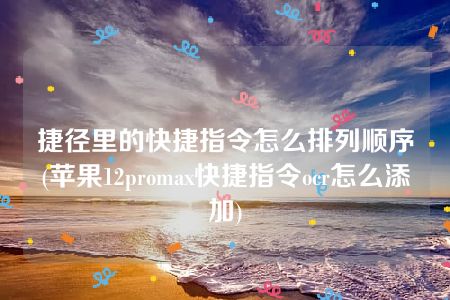 捷径里的快捷指令怎么排列顺序(苹果12promax快捷指令ocr怎么添加)