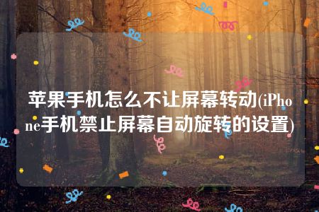 苹果手机怎么不让屏幕转动(iPhone手机禁止屏幕自动旋转的设置)