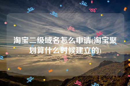 淘宝二级域名怎么申请(淘宝聚划算什么时候建立的)