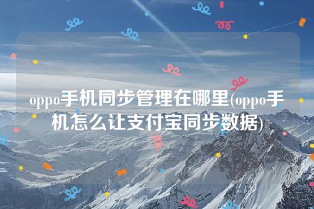 oppo手机同步管理在哪里(oppo手机怎么让支付宝同步数据)