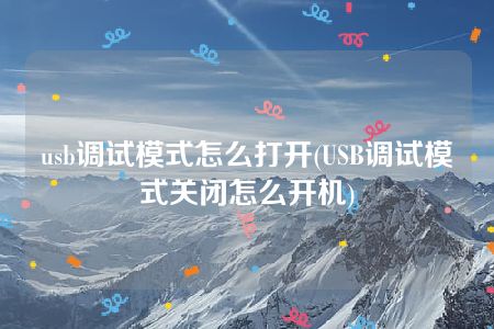 usb调试模式怎么打开(USB调试模式关闭怎么开机)