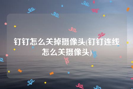 钉钉怎么关掉摄像头(钉钉连线怎么关摄像头)