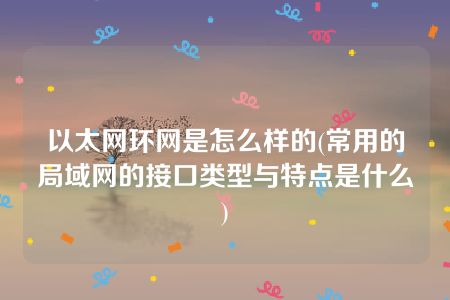 以太网环网是怎么样的(常用的局域网的接口类型与特点是什么)