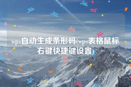 wps自动生成条形码(wps表格鼠标右键快捷键设置)