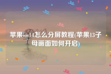 苹果ios14怎么分屏教程(苹果13子母画面如何开启)