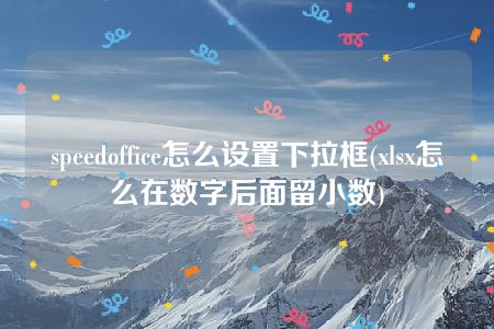 speedoffice怎么设置下拉框(xlsx怎么在数字后面留小数)