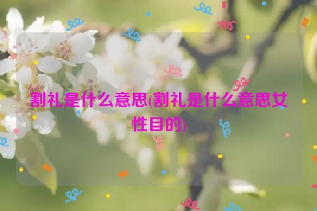 割礼是什么意思(割礼是什么意思女性目的)