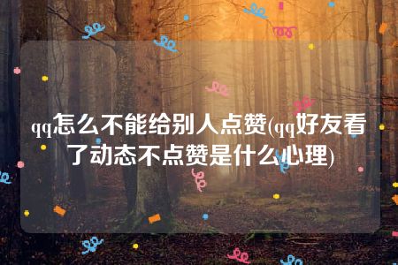 qq怎么不能给别人点赞(qq好友看了动态不点赞是什么心理)