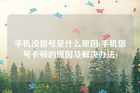 手机没信号是什么原因(手机信号卡顿的原因及解决办法)