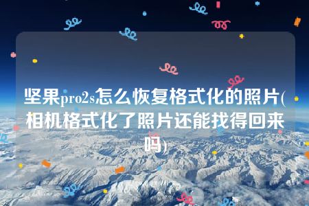 坚果pro2s怎么恢复格式化的照片(相机格式化了照片还能找得回来吗)