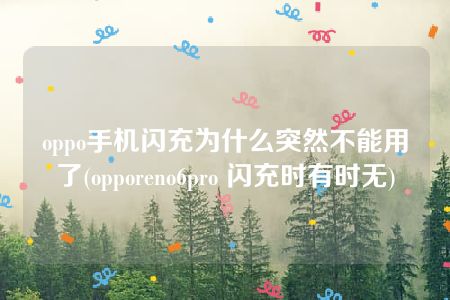 oppo手机闪充为什么突然不能用了(opporeno6pro 闪充时有时无)