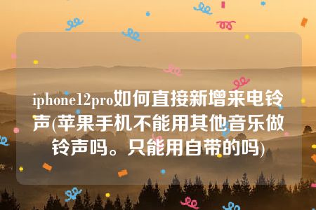 iphone12pro如何直接新增来电铃声(苹果手机不能用其他音乐做铃声吗。只能用自带的吗)