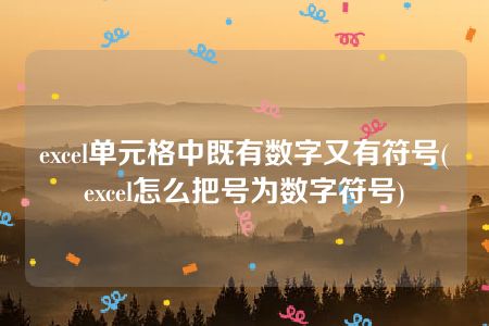 excel单元格中既有数字又有符号(excel怎么把号为数字符号)