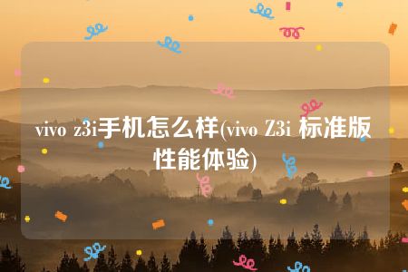 vivo z3i手机怎么样(vivo Z3i 标准版性能体验)