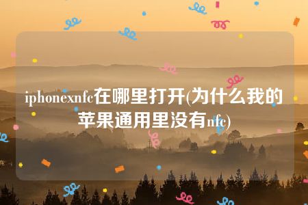 iphonexnfc在哪里打开(为什么我的苹果通用里没有nfc)