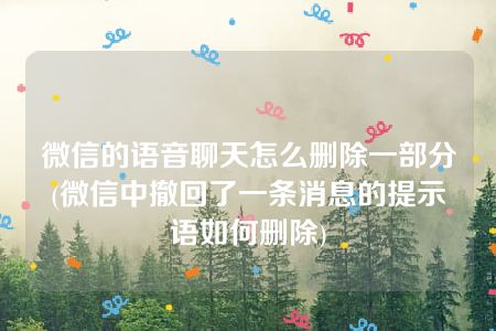 微信的语音聊天怎么删除一部分(微信中撤回了一条消息的提示语如何删除)