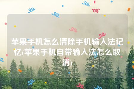 苹果手机怎么清除手机输入法记忆(苹果手机自带输入法怎么取消)