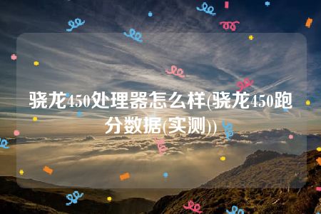 骁龙450处理器怎么样(骁龙450跑分数据(实测))