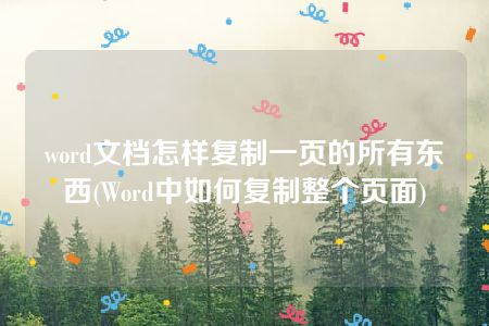 word文档怎样复制一页的所有东西(Word中如何复制整个页面)