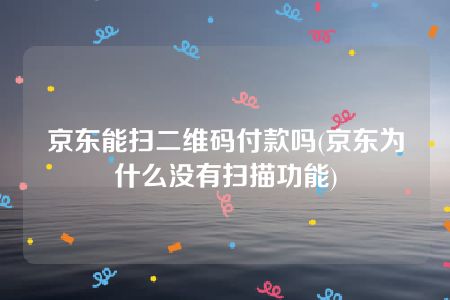 京东能扫二维码付款吗(京东为什么没有扫描功能)