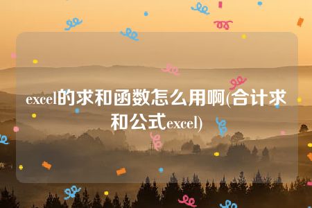 excel的求和函数怎么用啊(合计求和公式excel)