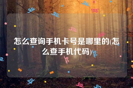 怎么查询手机卡号是哪里的(怎么查手机代码)