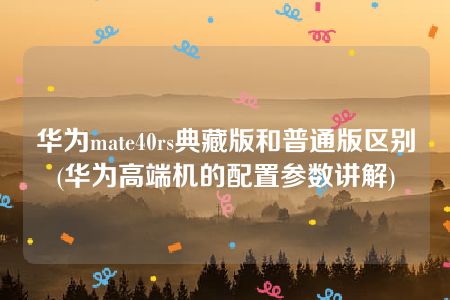 华为mate40rs典藏版和普通版区别(华为高端机的配置参数讲解)