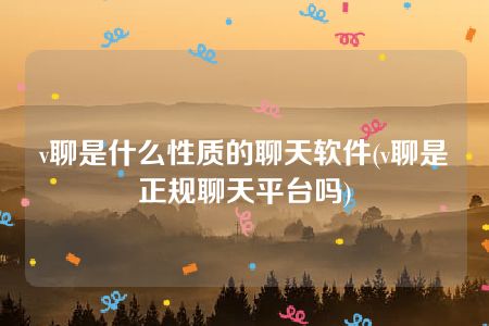 v聊是什么性质的聊天软件(v聊是正规聊天平台吗)