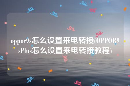 oppor9s怎么设置来电转接(OPPOR9sPlus怎么设置来电转接教程)