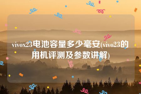 vivox23电池容量多少毫安(vivo23的用机评测及参数讲解)