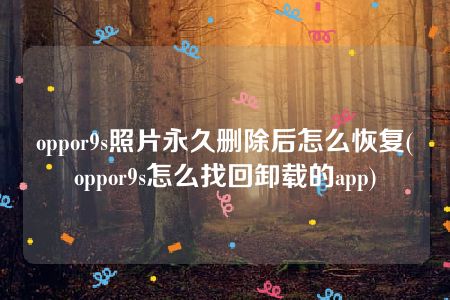 oppor9s照片永久删除后怎么恢复(oppor9s怎么找回卸载的app)