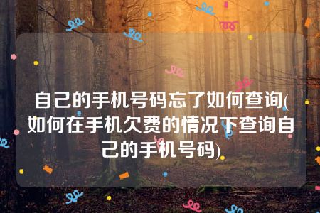 自己的手机号码忘了如何查询(如何在手机欠费的情况下查询自己的手机号码)