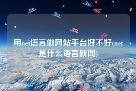 用net语言做网站平台好不好(net是什么语言新闻)