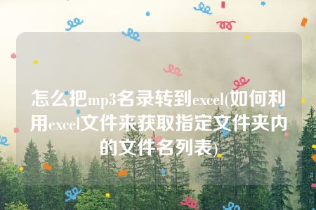 怎么把mp3名录转到excel(如何利用excel文件来获取指定文件夹内的文件名列表)