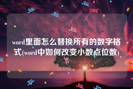 word里面怎么替换所有的数字格式(word中如何改变小数点位数)