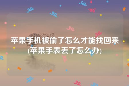 苹果手机被偷了怎么才能找回来(苹果手表丢了怎么办)