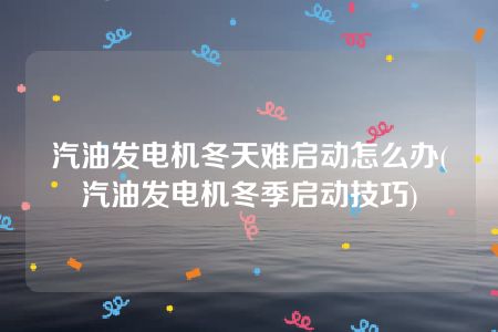 汽油发电机冬天难启动怎么办(汽油发电机冬季启动技巧)