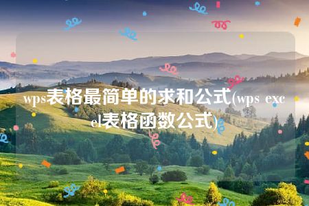 wps表格最简单的求和公式(wps excel表格函数公式)